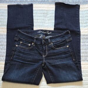 American Eagle Outfitters Women's Straight Leg Dark Blue Jeans